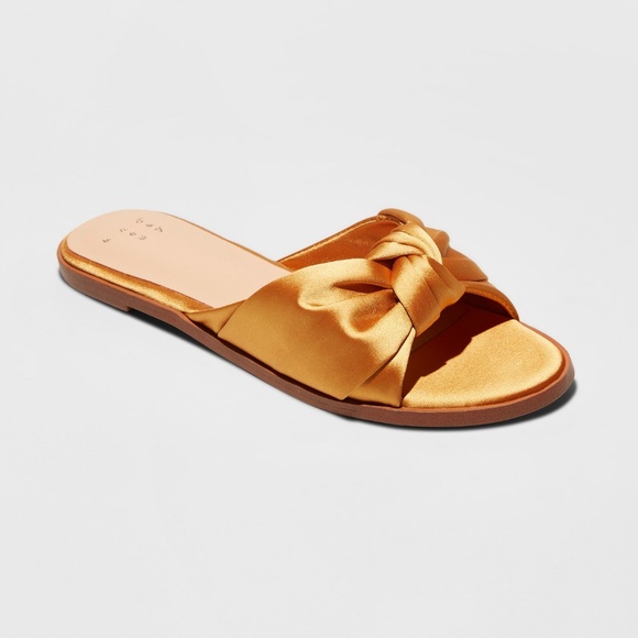 a new day Shoes - NEW Gold Satin Knotted Open Toe Slip On Sandals